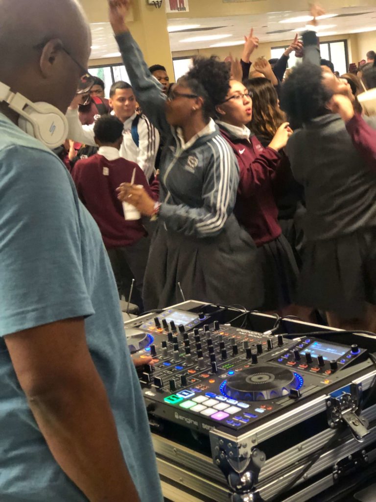 q93 dj gets the party going at de la salle high school