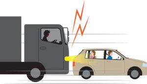 vector of truck tailgating a car