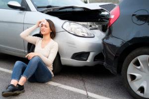 woman with a head injury after a car accident