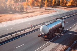 fuel truck travels down highway