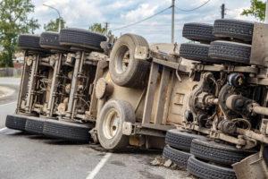 overturned semi-truck on highway