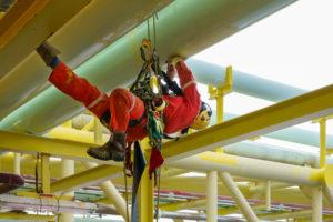 abseiler working on offshore pipeline