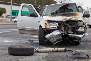 damaged vehicle after traffic accident