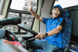 terrified bus driver tries to avoid collision