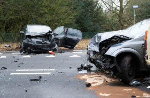 two vehicles smashed up on the interstate