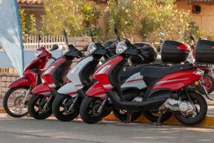 line of mopeds