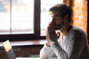 worried man after car accident